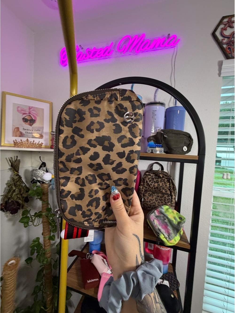 SOLD RARE Lululemon Leopard Print Crossbody Bag with Red and Black Strap